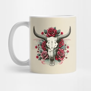 Bull skull with rose flowers Mug